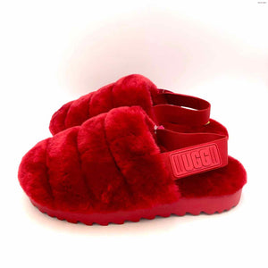 UGG Red Furry Platform Mule Shoe Size 7 Shoes