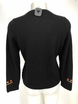 PERUVIAN IMPORTS Black Orange Alpaca Embroidered Jacket Size SMALL (S) Sweater