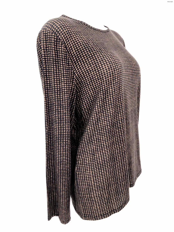 VINCE Black & Brown Houndstooth Longsleeve Size X-LARGE Top