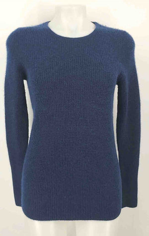 WHITE + WARREN Blue Cashmere Waffle Longsleeve Size MEDIUM (M) Sweater