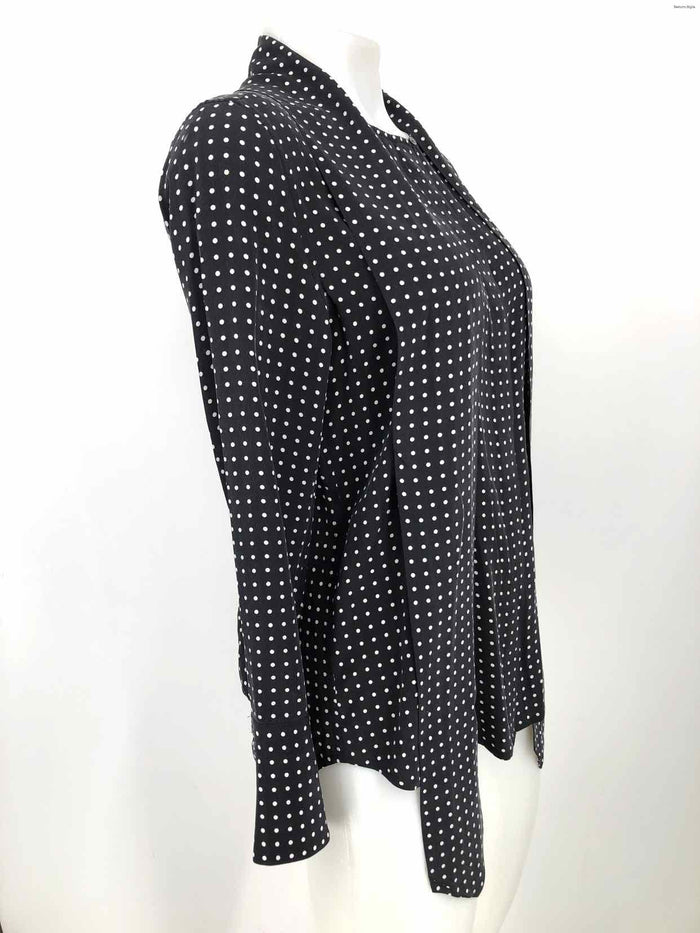 EQUIPMENT Black White Silk Dot w/tie Size LARGE  (L) Top