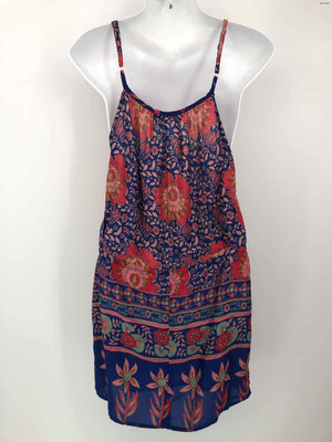 FLYNN SKYE Blue Red Floral Spaghetti Strap Size X-SMALL Dress