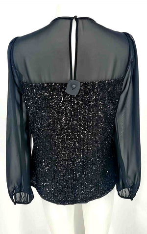 HOBBS Black Sequined Longsleeve Size 8  (M) Top