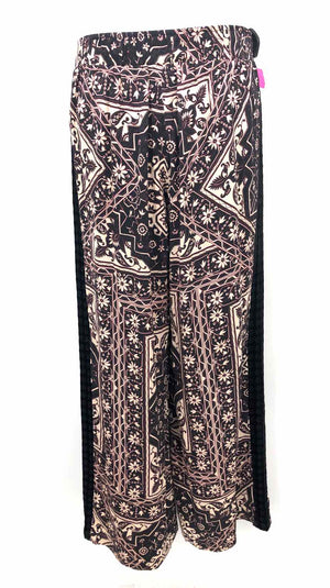 JOHNNY WAS Black Beige Silk Bohemian Print Top & Pants Size XS/SM (S) Pants Set