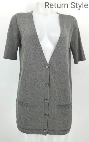 EILEEN FISHER Gray Cotton & Cashmere Cardigan Short Sleeves Size X-SMALL Sweater