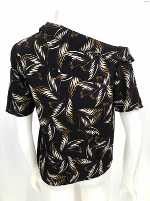 ALC WOMAN Black Brown Multi Print Short Sleeves Size 4  (S) Top