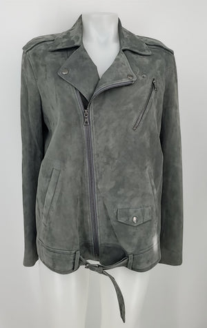 THEORY Gray Suede Moto Women Size LARGE  (L) Jacket