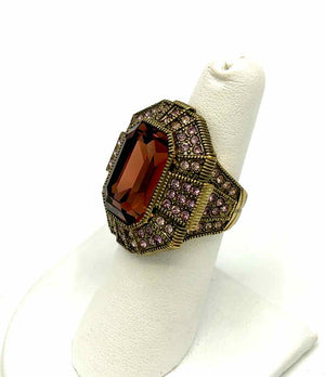 HEIDI DAUS Brass Purple Pre Loved Chunky Ring sz 6