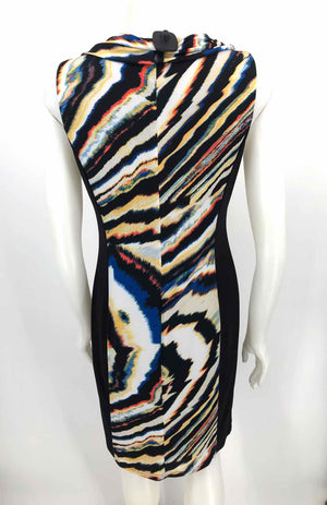 JOSEPH RIBKOFF Black White Multi Print Sleeveless Size 12  (L) Dress