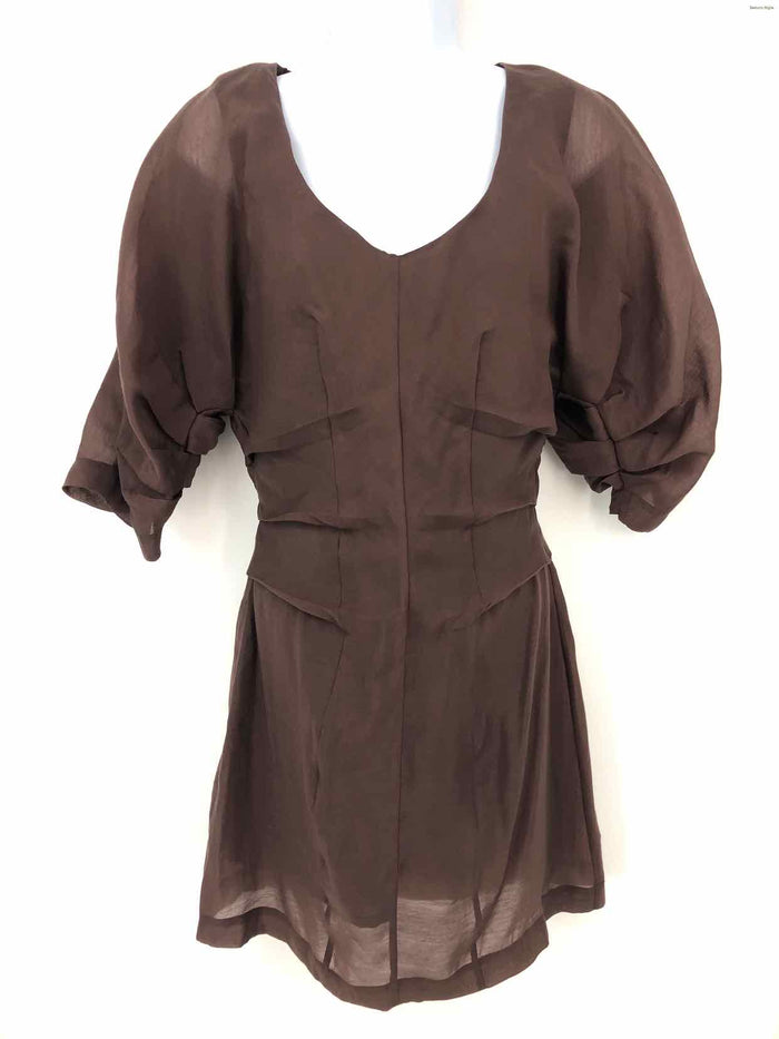 SOVERE Brown Ruched Short Sleeves Size SMALL (S) Dress