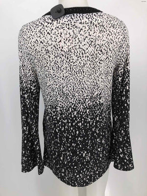 JOSEPH RIBKOFF White Black Print Bead Trim Size 8  (M) Top