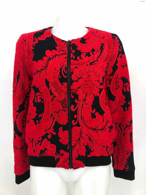 PARKER Red Black Tapestry Paisley Zip Front Women Size SMALL (S) Jacket