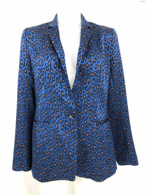 BANANA REPUBLIC Blue Multi Black & Brown Leopard Blazer Women Size 8  (M) Jacket