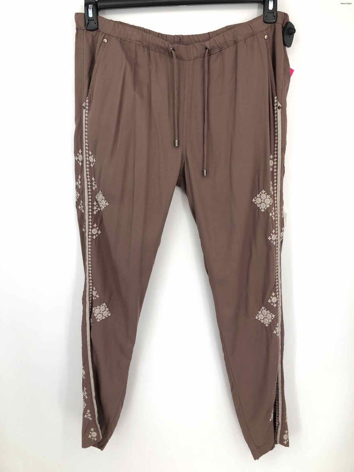 SUNDANCE Taupe Cream Embroidered Tapered Size SMALL (S) Pants