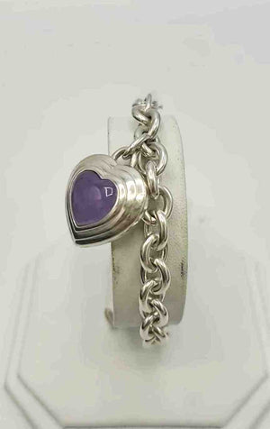 Silver Purple Pre Loved Heart ss Bracelet