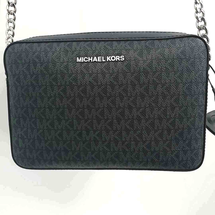 MICHAEL KORS Black Gray Silver Monogram Crossbody 9" 2" 6" Purse