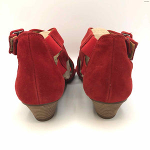 PAUL GREEN Red Suede Leather Sandal 1.25" Heel Shoe Size 6 Shoes