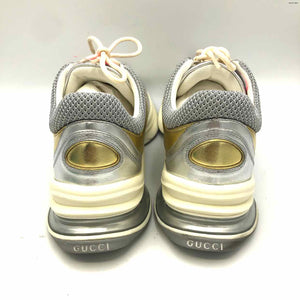 GUCCI Silver/Gold White Made in Italy Sneaker Shoe Size 39 US: 8-1/2 Shoes