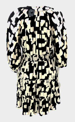 BA&SH Beige Black Print Mini Size 8  (M) Dress