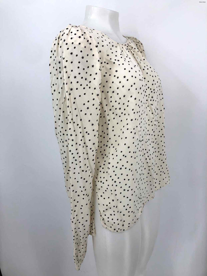 ESSENTIEL Off White Black Dot Print Longsleeve Size 40 (MED) Top