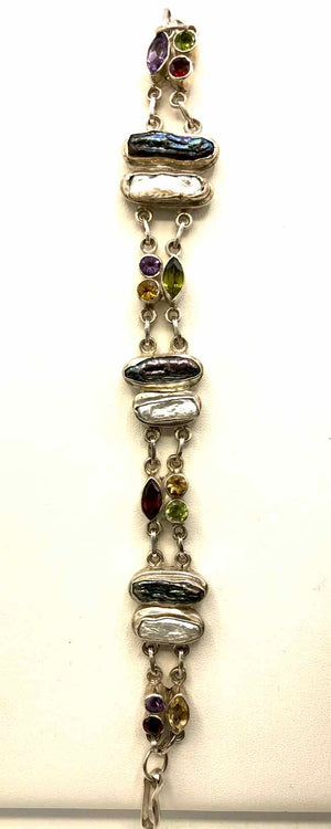 Multi-Color Sterling Silver ss Bracelet