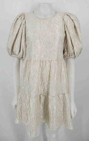 & OTHER STORIES Ivory Textured Puff Sleeves Size 10  (M) Dress