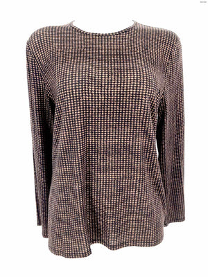 VINCE Black & Brown Houndstooth Longsleeve Size X-LARGE Top