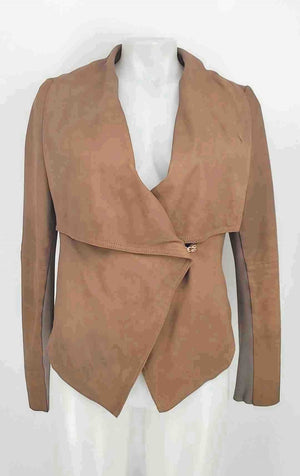 SCOOP Brown Leather Asymmetrical Women Size SMALL (S) Jacket