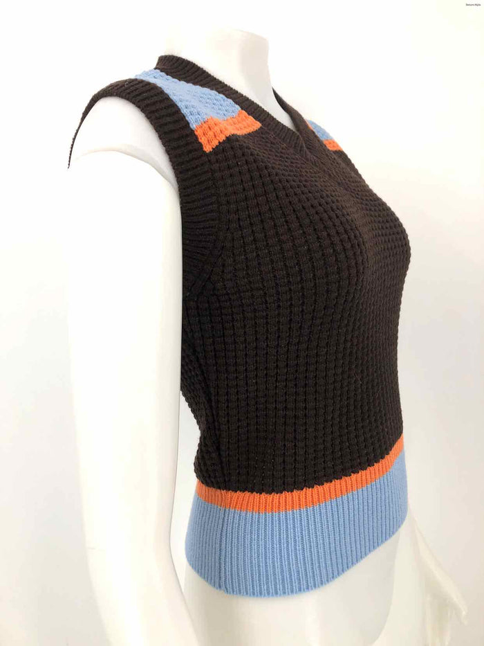 MARNI Brown Lt Blue Knit Tank Size X-SMALL Sweater