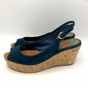 TORY BURCH Blue Suede Platform Wedge Shoe Size 7-1/2 Shoes