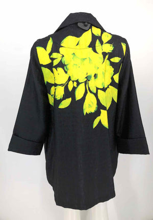 IC COLLECTION Black Yellow Print One Button Women Size LARGE  (L) Jacket