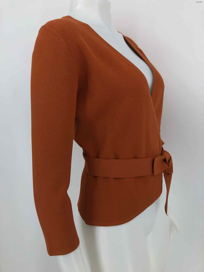 DVF - DIANE VON FURSTENBERG Burnt Orange Knit Wrap Size X-SMALL Sweater