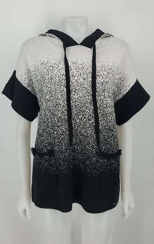 PICADILLY White Black Knit Print Hoodie Size SMALL (S) Sweater