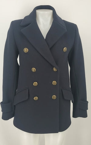 INTERMIX Navy Wool Blend Double Breasted Women Size Petite (S) Jacket