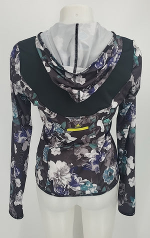 STELLA MCCARTNEY Black Blue Multi Floral Print Half Zip Activewear Top