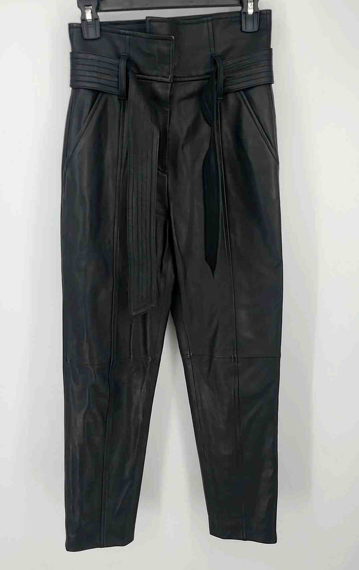 VERONICA BEARD Black Leather High Rise - Tapered Size 0  (XS) Pants