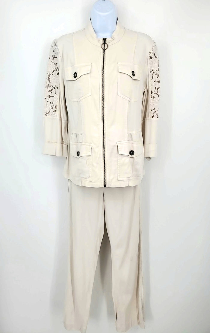 XCVI Off White Crochet trim Jacket & Pants Size SMALL (S) Pants Set