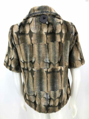 GRAHAM & SPENCER Gray Beige Faux Fur Reptile Short Sleeves Jacket