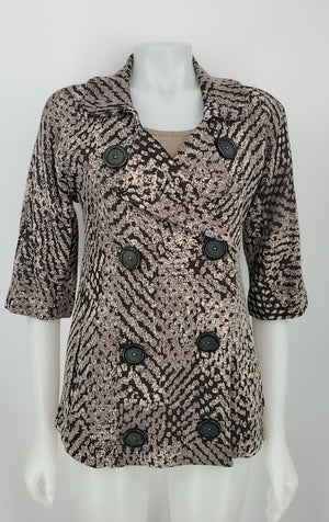 NIC + ZOE Brown Double Breasted w/ Cami Women Size SMALL (S) Jacket