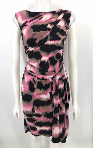 DVF - DIANE VON FURSTENBERG Pink Blue Multi Silk Print Tank Size 2  (XS) Dress