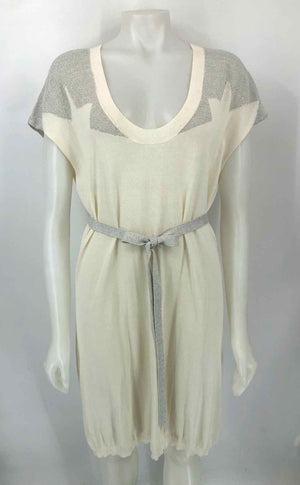 ZADIG & VOLTAIRE Beige Silver Knit w/tie Size LARGE  (L) Dress