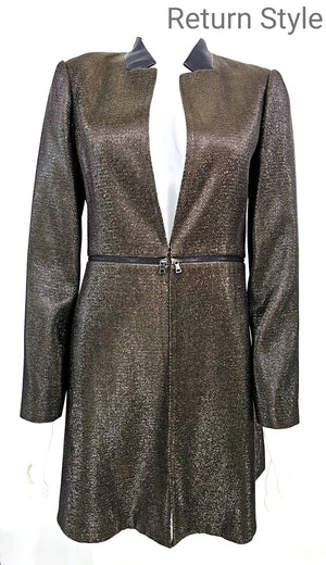 BCBG MAXAZRIA Olive Black Sparkle Coat Women Size SMALL (S) Jacket