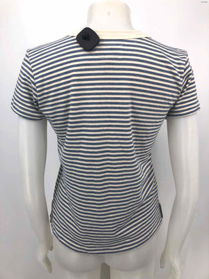 CURRENT ELLIOT Cream Gray Made in USA Striped Short Sleeves Size 0  (XS) Top