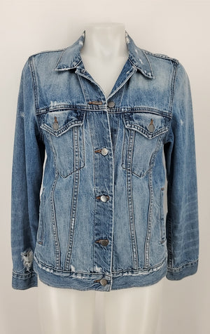 J BRAND Blue Denim Button Up Longsleeve Women Size S/M (Med) Jacket