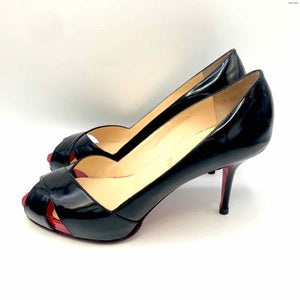 LOUBOUTIN Black Red Patent Leather Heels Shoe Size 8-1/2 Shoes