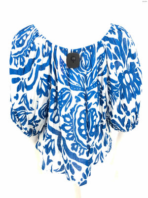 VELVET by GRAHAM & SPENCER Blue White Presents Size X-SMALL Top