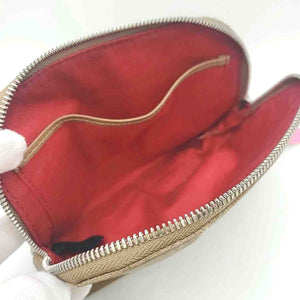 HAMMITT Tan Silver Leather Distressed Cosmetic Pouch Purse