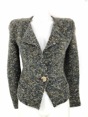 ISABEL MARANT Olive Tweed One Button Women Size X-SMALL Jacket