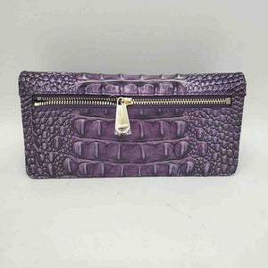 BRAHMIN Purple Gold Gold Leather Animal Print Fold Over Wallet