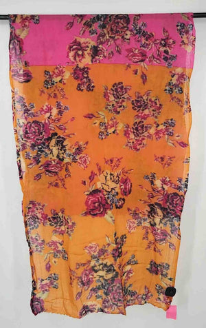 MOKSHA Orange Fuchsia Wool Floral Fuchsia Scarf